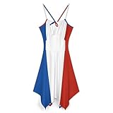Zakqeik Women's France Flag Camisole Dress Summer Midi Dress Party Casual Dress M