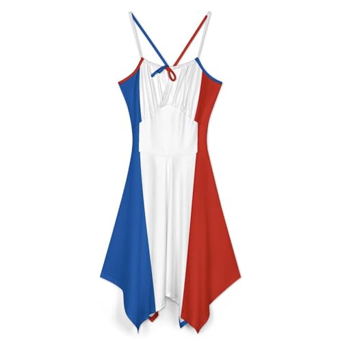Zakqeik Women's France Flag Camisole Dress Summer Midi Dress Party Casual Dress M