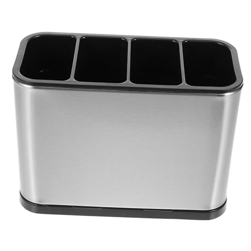 iplusmile 不?鋼多機能箸立て キッチンカウンター用カトラリー収納ホルダー スプーンフォーク兼用 抗菌耐久設計 水切り付き 調理器具整理用