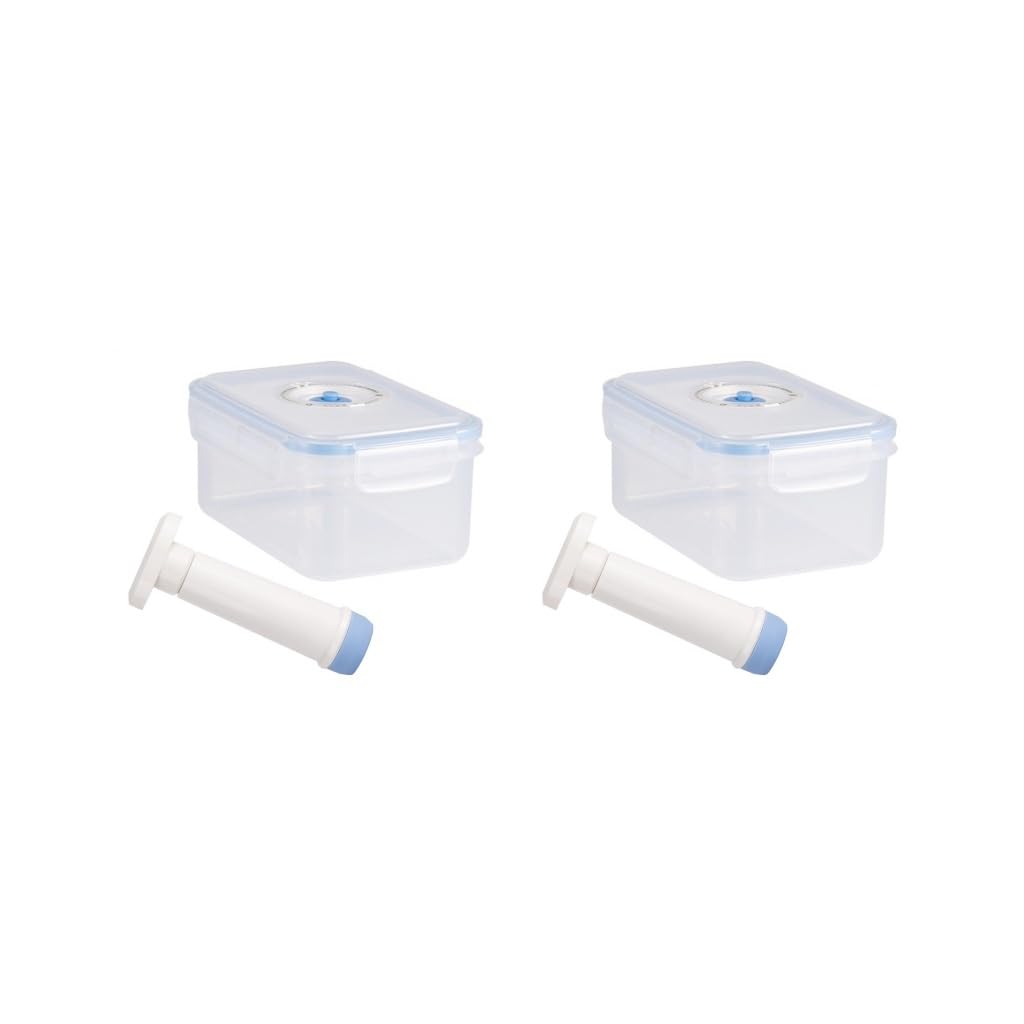 Adoorniequea 2 set Vacuum Container Saver Vacuum Seal Container for Salads Meals Dry Foods 1.25L
