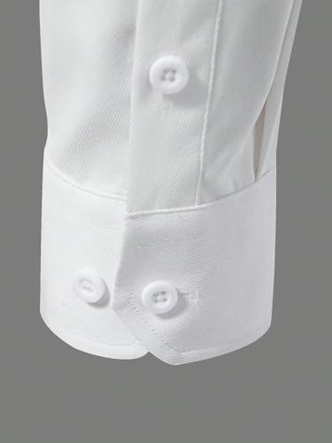 Image of AVANOVA Men's White Long Sleeve, Slim Fit Button Down Dress Shirt for Men | Casual Office Wear | Formal Business Shirts | Stylish Plain Single Breasted Shirt(Shirt 87)