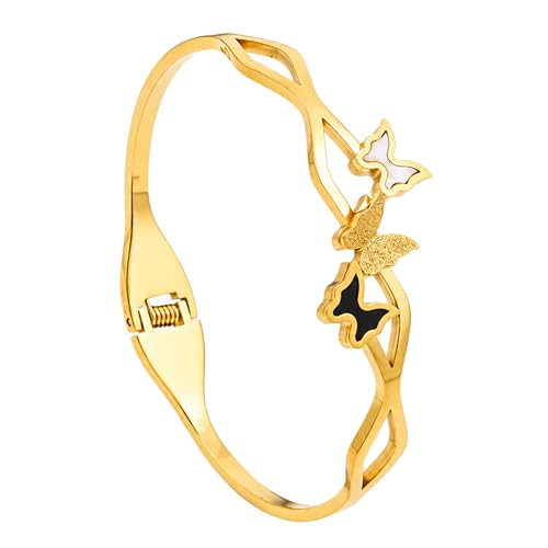 Image of Stylish Gold Plated Bangle for Women | Daily Use Stainless Steel Kada | Anti-Tarnish Waterproof Cuff | Multicolour Crystal Evil Eye | Daily Wear Bracelet For Womens | Premium Gift For Girl
