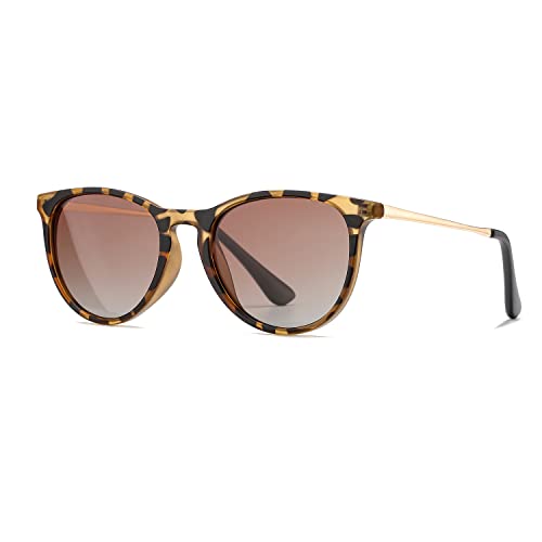 HJSTES Polarized Kids Sunglasses for Girls Boys 100% UV Protection for Children Sun Glasses 50MM(Leopard Frame/Gradient Brown Lens)