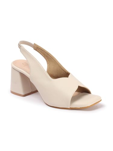 Image of Carlton London Women Stylish Backstap Sandal with Block Heels, Square Toe for Casual Wear