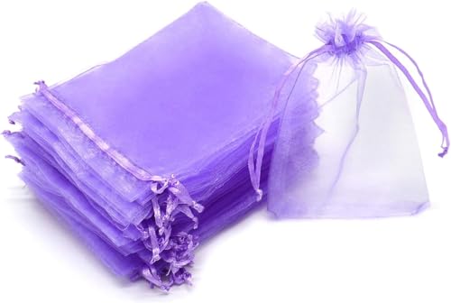 Lot de 200 petites pochettes cadeaux en organza violet 10 x 12 cm pour mariage, fête, anniversaire