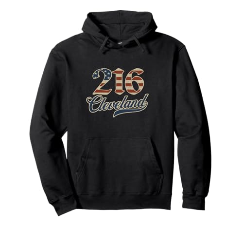 Drapeau américain vintage Cleveland 216 Code régional Patriot USA Sweat à Capuche