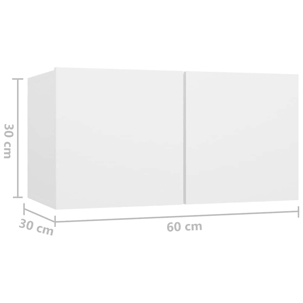 5-TLG. TV-Schrank-Set, Weiß Holzwerkstoff, Hängend, Modernes Media-Center für Wohnzimmer, Schlafzimmer, Viel Stauraum