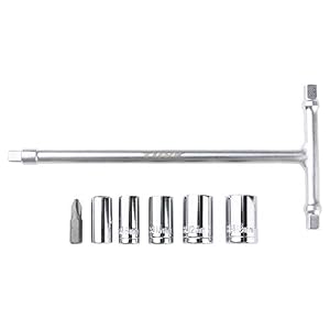 TUSK 3‑Way Mini T‑Handle Wrench Tool Kit 1/4″ Drive with 6–13 mm Sockets and #2 Phillips Bit