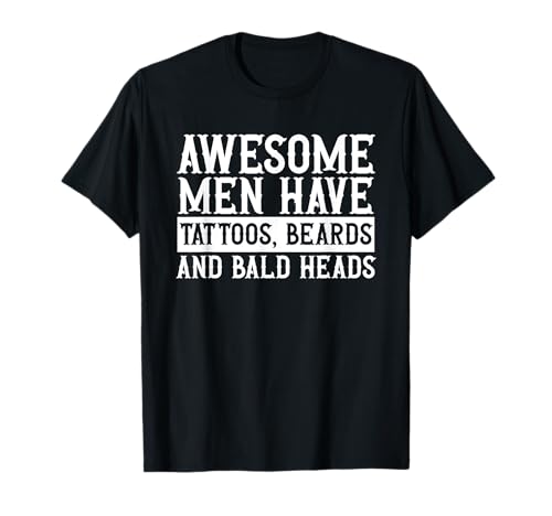 Bald Head Tattoos Baldness Beard Bald Guy T-Shirt