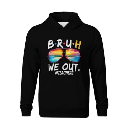 Kids Bruh We Out Teachers Happy Last Day Of School Vintage Boys Girls Lightweight Kangaroo Pocket Fleece Hoodies2