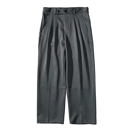 Men's Straight Fit Stretch Pant Classic Casual Wide Leg Suit Pant Solid Color Lightweight Business Trousers (Grey,X-Large)