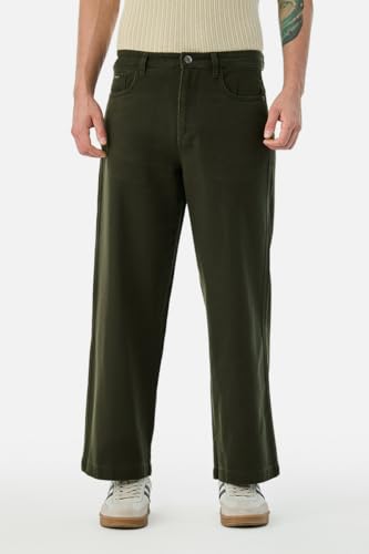 Image of SNITCH Men Casual Wear Trousers| Regular Fit Mid Rise Solid Wide-Leg Pants | 100% Linen Breathable & Lightweight Fabric for Summer, Office & Outings