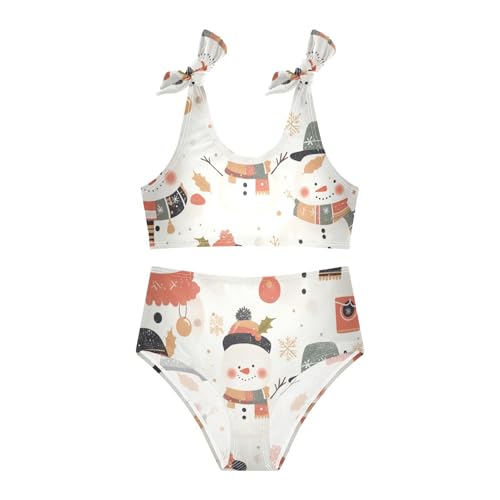 KLL Black White Christmas Snowman Girls' 2 Piece Bikini Set Quick-Dry Swimsuit Swimwear Adjustable Strap3