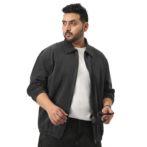 Image of Urbano Plus Men's Relaxed Fit Full Sleeve Harrington Denim Jacket