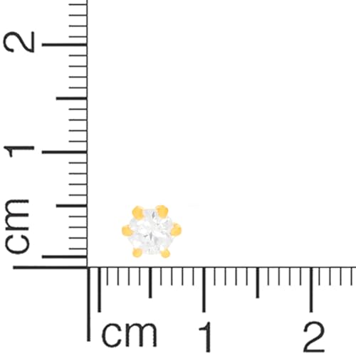 WHP JEWELLERS Mini White Stone Yellow Gold Earrings for Women 22 K | 22 Carat Gold Earrings 916 | Gold Earrings Set | Gold Studs for Women | Womens Fashion Jewellery | Great for... - Image 3