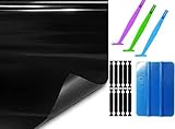 VViViD Air-Tint Smoke Black Gloss Vinyl Headlight Foglight Transparent Tint Wrap Self-Adhesive (12 Inch x 48 Inch, 2-roll Pack Bundle with Tools!) J-0