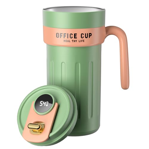 Homealexa 650 ml Kaffeebecher to go Digitalanzeige Termokaffeebecher 316 Edelstahl Isolierbecher Reisebecher Travel Coffee Mug auslaufsicher Autobecher mit Deckel und Griff