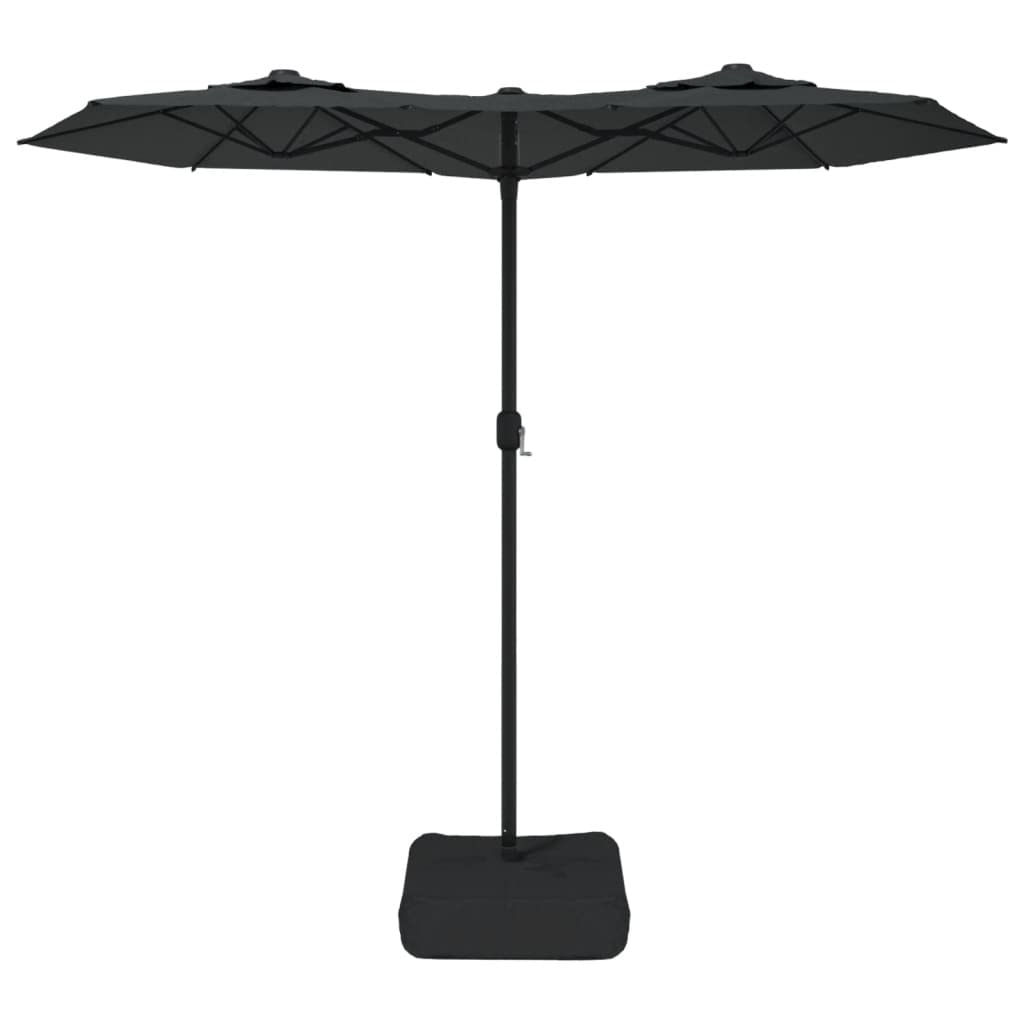Podwójny parasol ogrodowy szary antracyt 316x145 cm