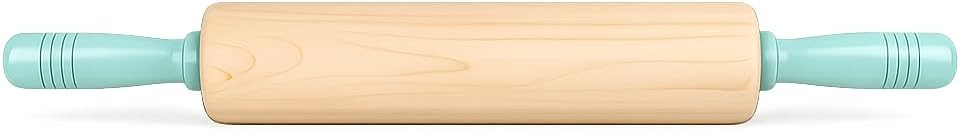 Fletchers Mill Rolling Pin, maple barrel with seafoam handles - 12 Inch, Professional Rolling Pins for Baking, Pasta, Pie, Cookie Dough, MADE IN USA Seafoam