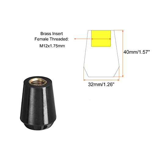 HARFINGTON Revolving Handle Grip, 4Pcs M12x40mm Phenolic Tapered Handle Female Thread with Brass Insert Machine Handle for Industry Lathe Milling Replacement Parts