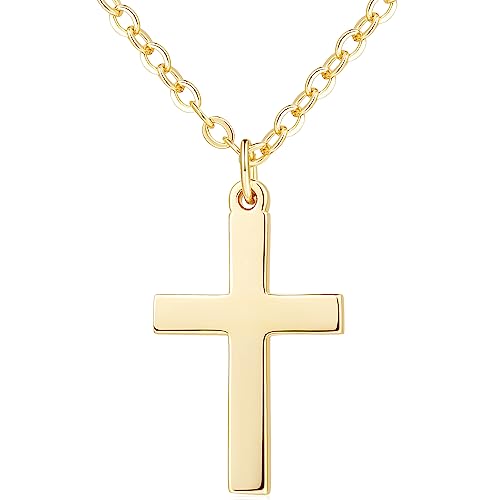 Cossa 14K Gold Cross Necklace for Women 14K Gold Necklace Cross Dainty Small Pendant Necklaces for Faith And Love