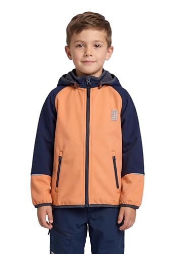 Kabooki LEGO Softshelljacke für Jungen und Mädchen - Winddichte und wasserabweisende Übergangsjacke mit abnehmbarer Kapuze | Reflektoren und Fleece-Futter