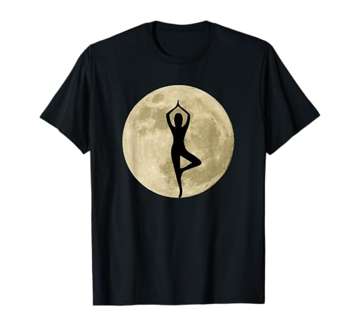 Yoga Pose Tree Vrikshasana Asana Full Moon T-Shirt