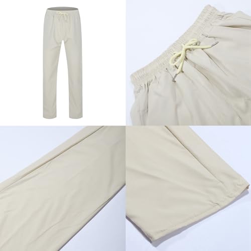 Pantalon décontracté homme jogging cargo avec ceinture en tissu blanc - 4