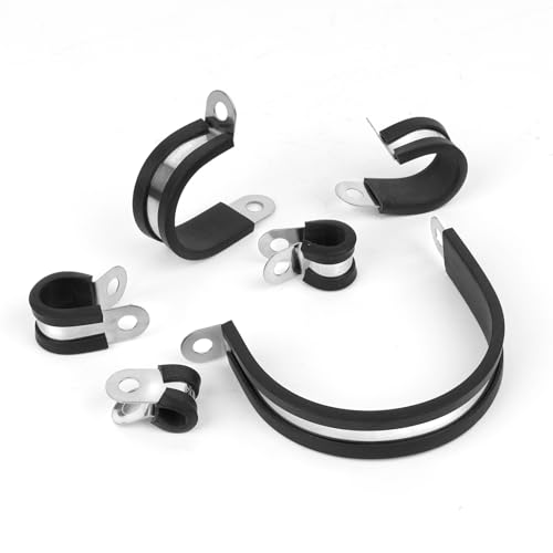 JDHGSHL 20 Pcs 1/2 Inch 304 Stainless Steel Cable Clamp, Rubber Cushioned Insulated Clamp, Conduits Pipe Strap Clamps for Pipe Fixing on Various Surfaces - Thumbnail 6