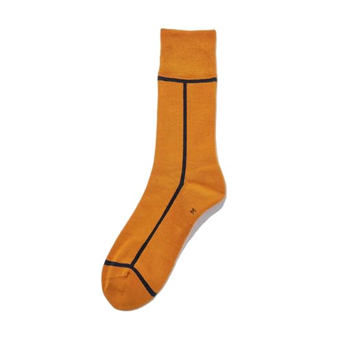 [CHICSTOCKS] ＜公式＞シックストックス ソックス メンズ 靴下 レディース【奈良で編む日本製靴下】ギフト 男性 22-28cm ライン (53×73 マスタード×ダークネイビー, M)（Amazon）