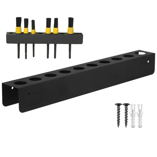 Car Detailing Brush Holder, 10 Holes Wall Mounted Metal Detailing Brush Holder Rack Organizer with Mounting Hardware for Garage Workshop Car Beauty Shop