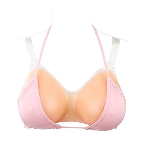 Strap on Breast Forms - Silicone Fake Breastplate for Crossdressers Adjustable Size (1.32 lb. - 600g,Suggested B Cup) Cover