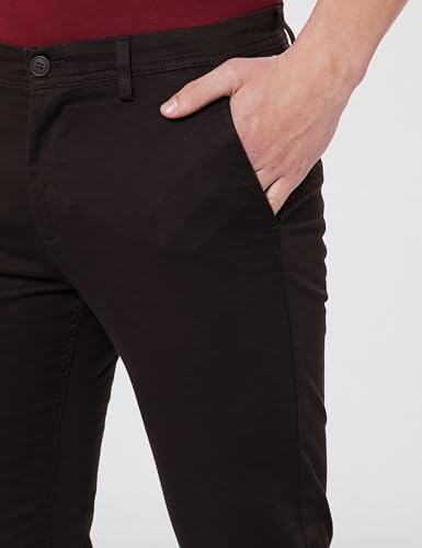 Image of Peter England Men's Slim Fit Stretchable Cotton Satin Casual Trousers | Office & Everyday Wear | Comfortable & Smart Look