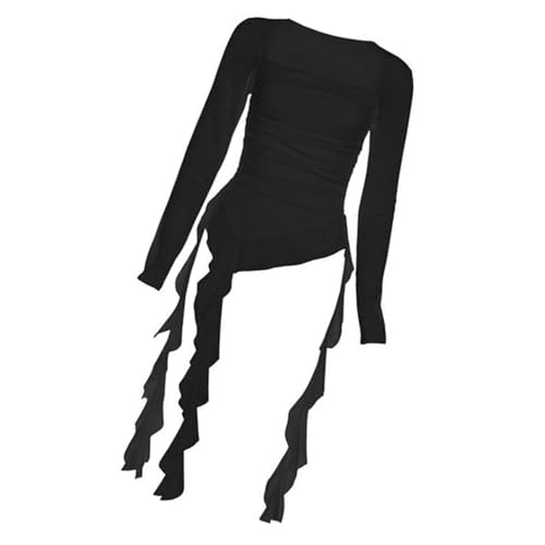 Image of Women's Y2K Long Sleeve T Shirt Classic Streetwear for Wedding Dating Gothic S Black