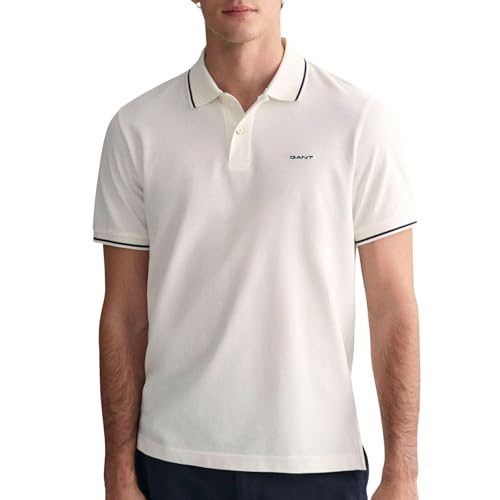 Gant Para Hombre. 2062034 Polo Piqué Tipping Blanco (S), Casual, AlgodóN, Manga Corta-image