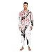 Poeticcity Couples Matching 1 PC Pajama, Unisex Soft Fleece Zip Up Hooded Pjs Jumpsuit Sleepwear Playsuit Lounge-wear(XXL) Red Pink Japanese Cherry Blossom Flowers Black Trunk