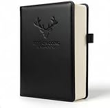 UIRIO Lined Journal Notebook - A5 Thick 360 Pages Wide Ruled Paper - Hardcover Leather Journal for Women, Men - Notebooks for Work, Writing, School (Black)