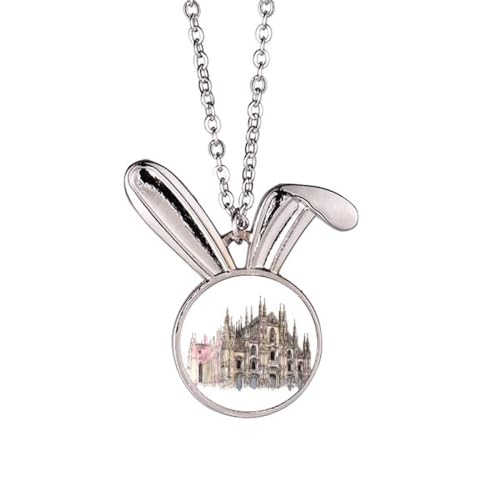 Collier cathédrale de Milan en Italie lapin, bijou de créateur