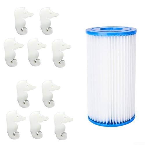 Kit filtro per piscina e assorbi feccia, 10 spugne riutilizzabili per assorbire l'olio + cartuccia filtrante, tipo A/C, per manutenzione di piscine fuori terra e spa, facile installazione (C)