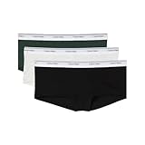 Calvin Klein Women's Balance Cotton Stretch Boyshort Panties, 3 Pack, Black/Snow Heather/Kelly Green, Small