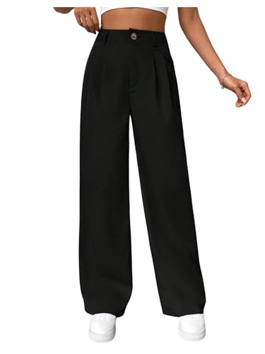 Milumia Women's Pleated High Waisted Wide Leg Pants Casual Long Trousers Casual Business3