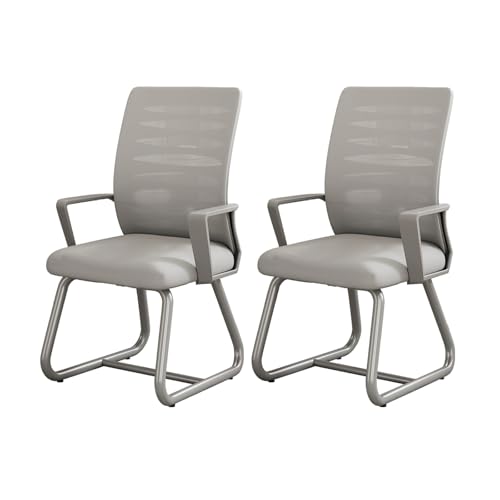 CYQQRDZSW 2 Silla Escritorio Sin Ruedas, Silla Sala Espera con Reposabrazos, Silla Oficina Ergonomica, Sillas Recepción para Invitados, Sillas para Aeropuerto, Clínica, Hospital, Vestíbulo(Gray)