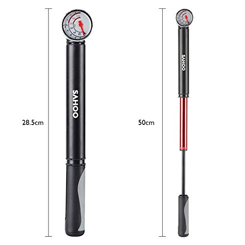 Fdrirect Mini bomba de bicicleta Bomba de chão de bicicleta portátil com manômetro 100PSI e pé estab