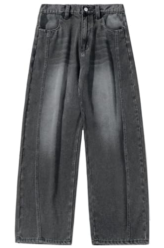 Men's Hip Hop Baggy Jeans Casual Wide Leg Y2k Skateboard Vintage Denim Pants Streetwear MZA26