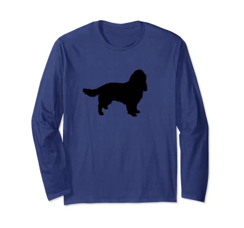 Silhouette of Dog Breed - Springer Spaniel Long Sleeve T-Shirt, Blue