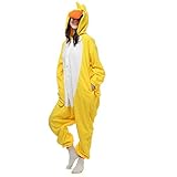 Damen Onesie Pyjama,Damen Tier Nachtwäsche Ente Onesies Pyjama Gelb Flanell Homewear Anime Cosplay Kostüm Für Paare Täglich Tragen Erwachsene Geschenk Urlaubspartys, M: Geeignet Für Größe Von