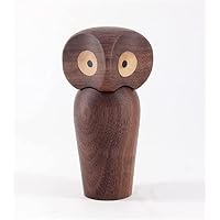 Amazon.co.jp: ZXBAODAN 木製フクロウ彫刻 回転ヘッド付き、4.75インチ