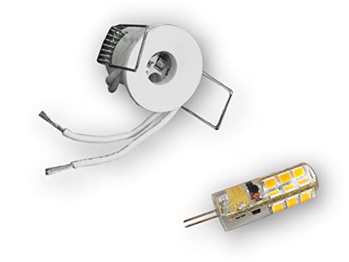 LICHT DISCOUNT LED Sternehimmel 10er Set weiss | 30mm Mini Einbaustrahler Einbaulampen 12V | 2 W-140LM G4 LED Sternchen Spots warmweiss inkl. SCH-30W Trafo