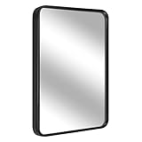 LEORISO 16 x 24” Black Bathroom Mirror for Wall, 1.3” Metal Frame Rectangle Mirror, Wall-Mounted...