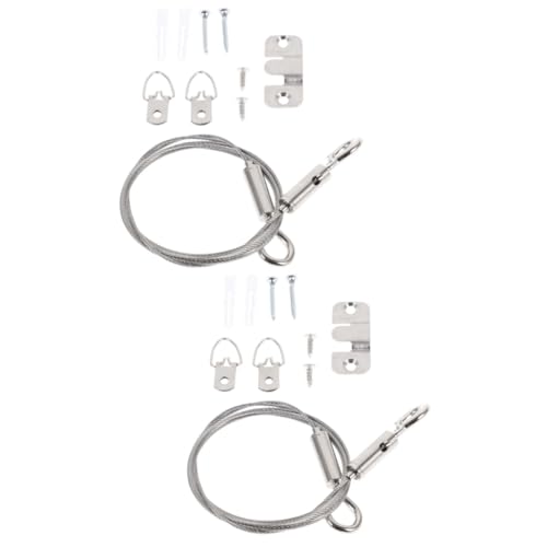 jojofuny 2sets Ganci Per Appendere Regolabili Inossidabile Con Cavo Di Kit Multiuso Per Foto Opere Arte e Decorazioni Murali Facile Installazione e Resistente Per Progetti Fai Da Te